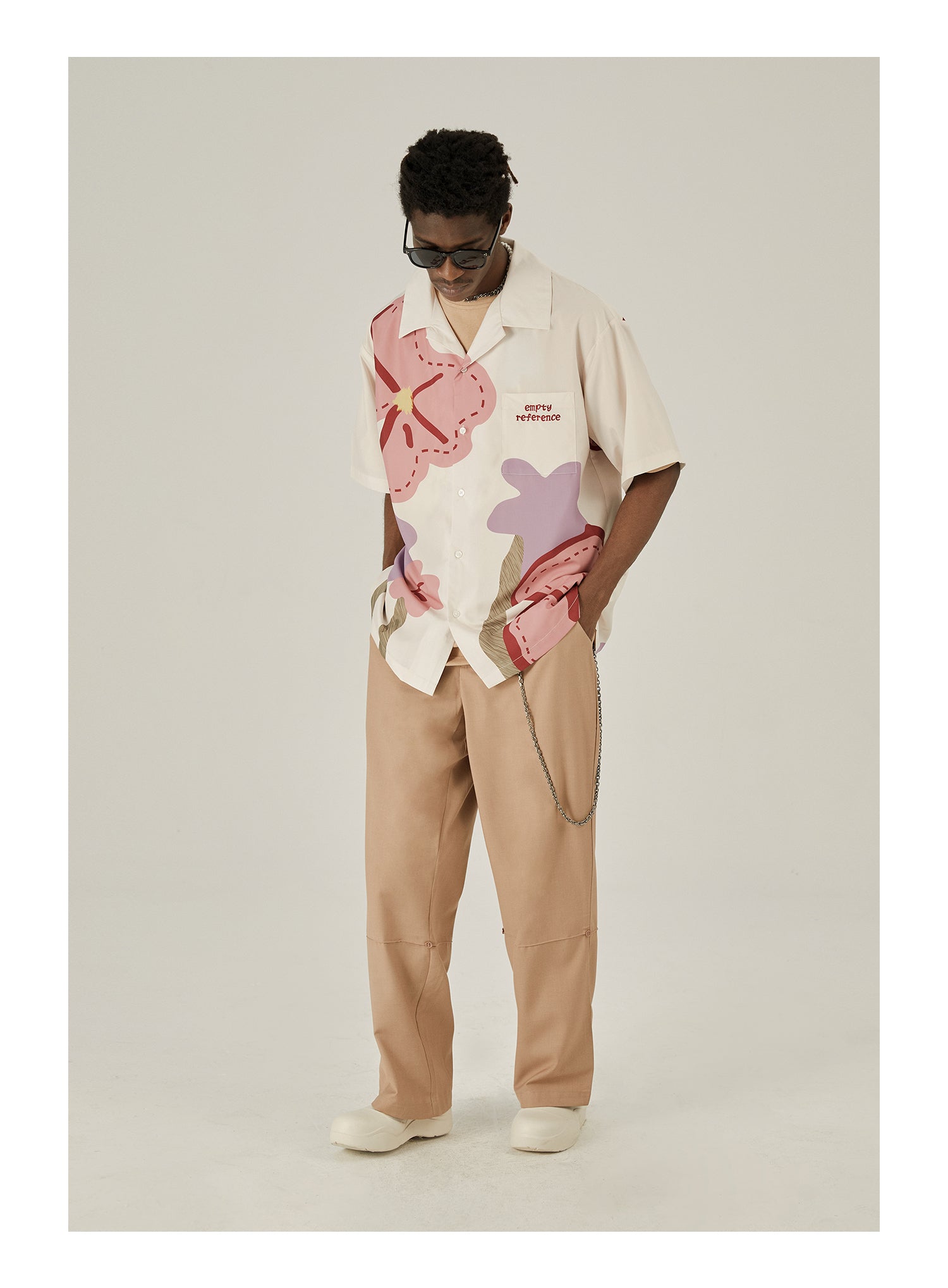 EMPTY REFERENCE Loose Floral Print Button-Up Shirt