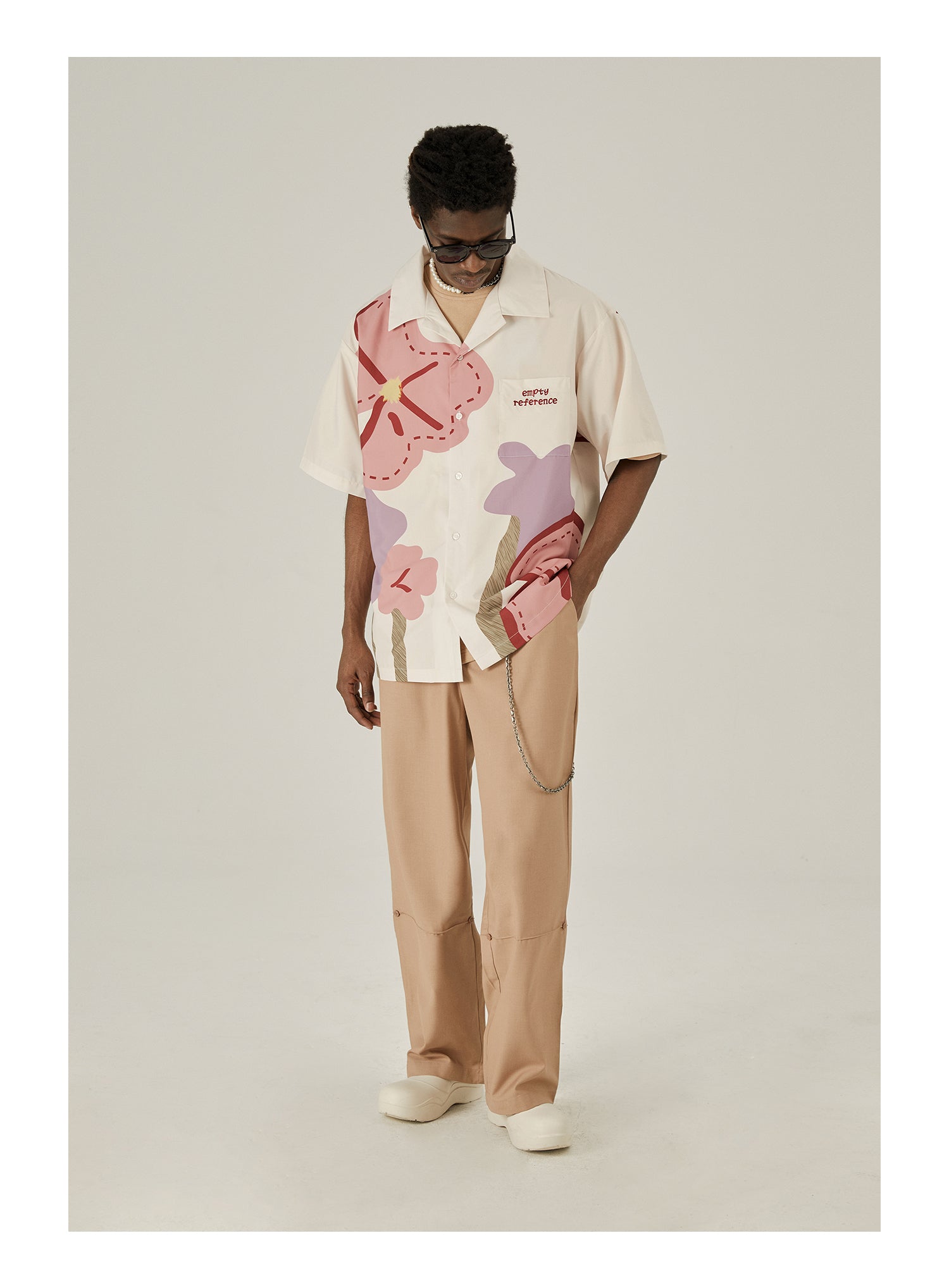 EMPTY REFERENCE Loose Floral Print Button-Up Shirt