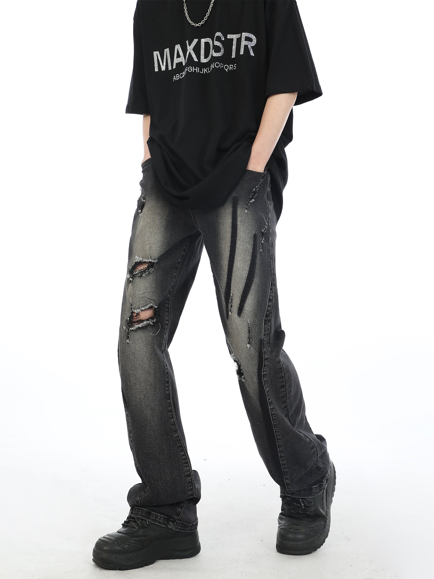 MaxDstr Scratch Ripped Jeans