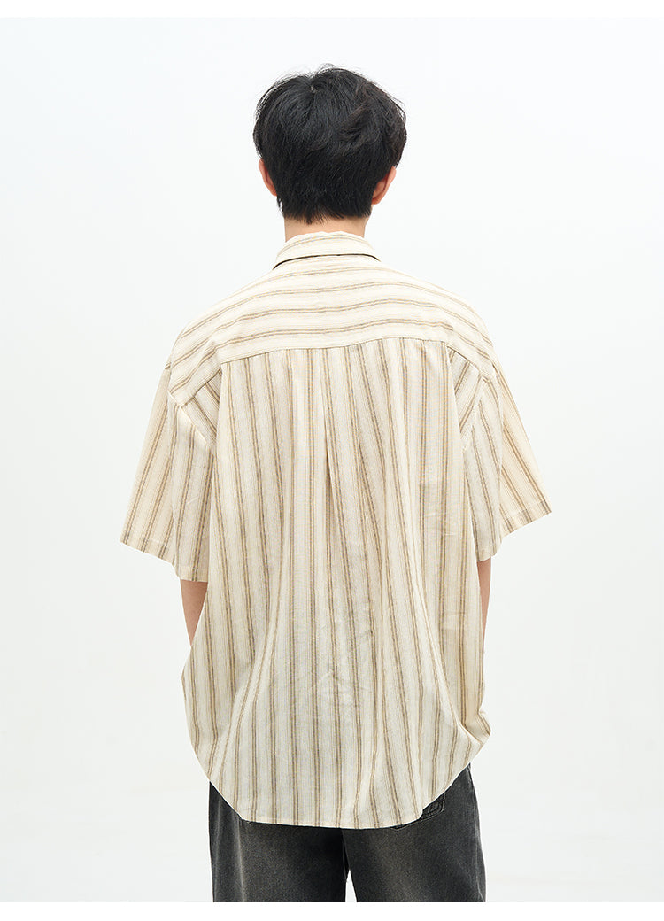 77F7GHT Striped Collar Shirt