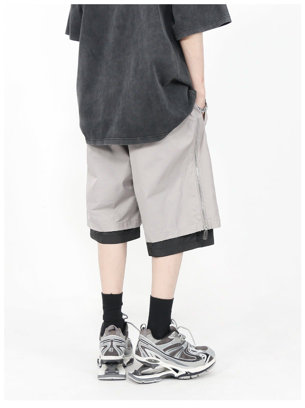 MRNEARLY Layered Zip Shorts