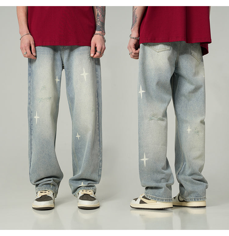 BJHG Star Spike Washed Denim Jeans