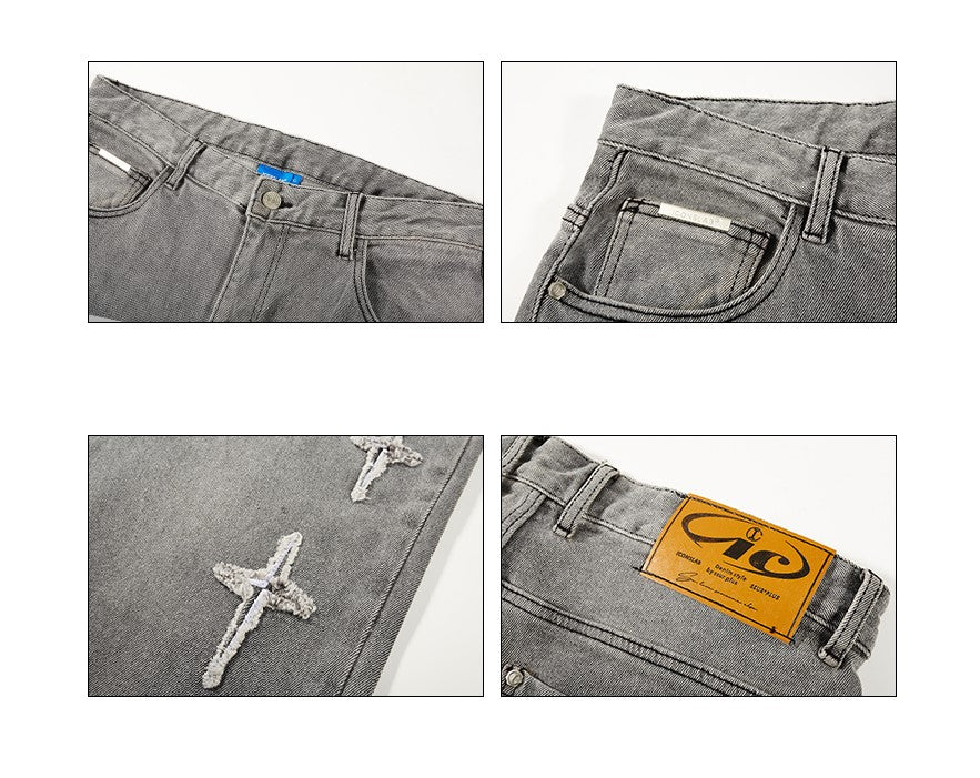 ICONSLAB Textured Spike Denim Jeans