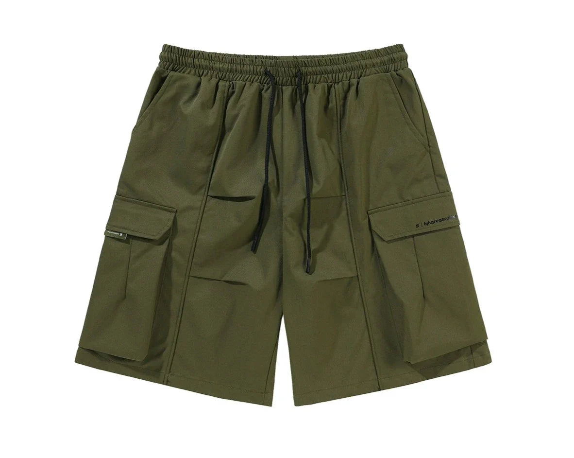 BJHG Pleated Drawstring Cargo Shorts