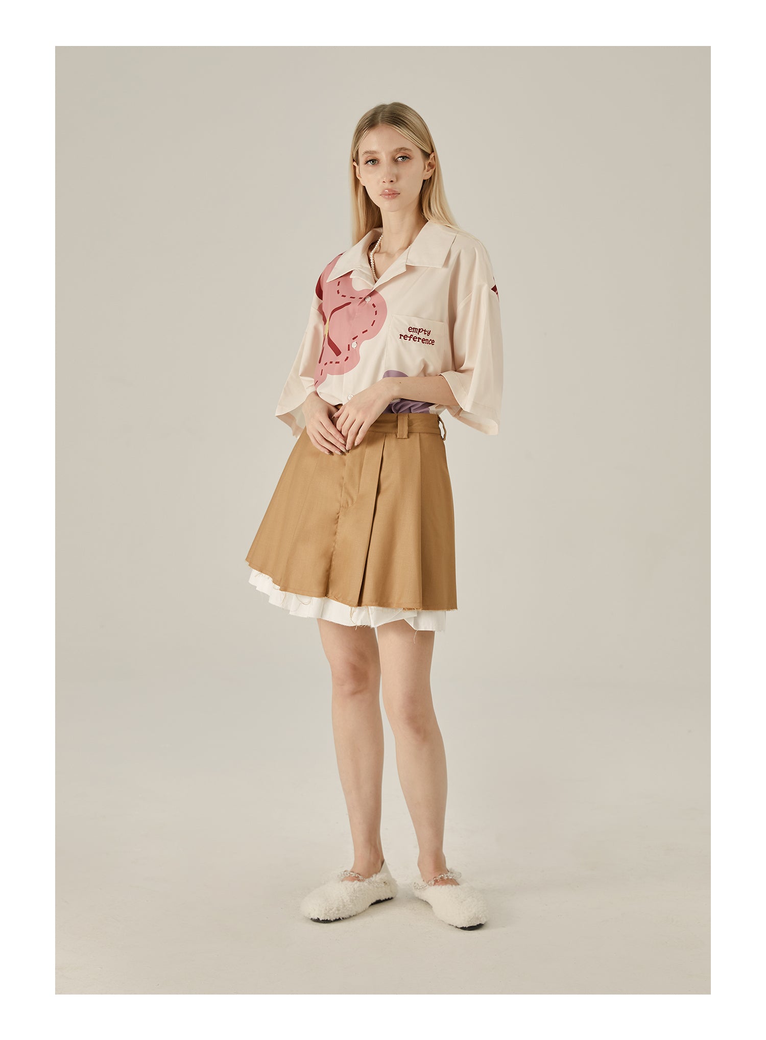 EMPTY REFERENCE Loose Floral Print Button-Up Shirt