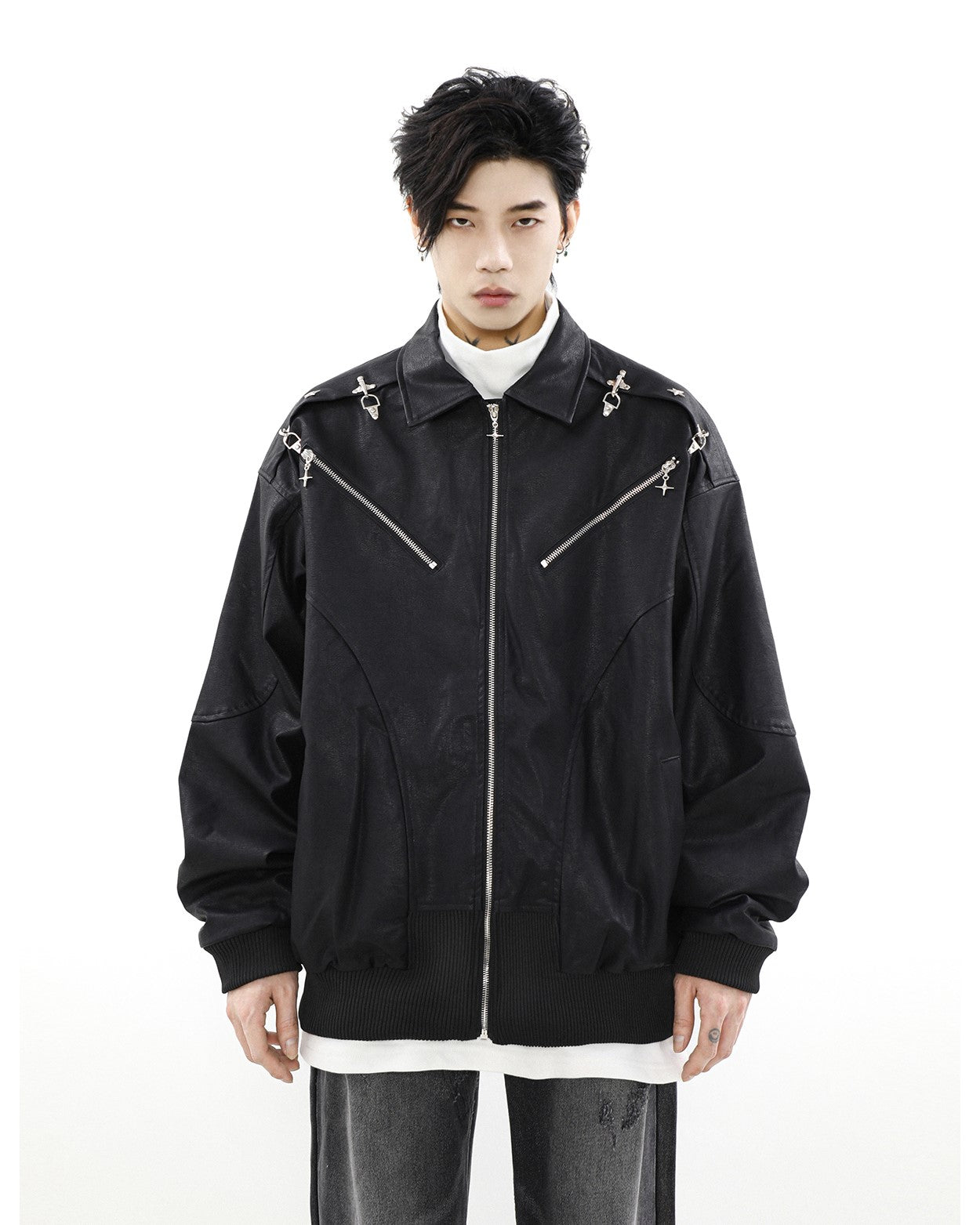 MRNEARLY Star-Studded Bomber Jacket
