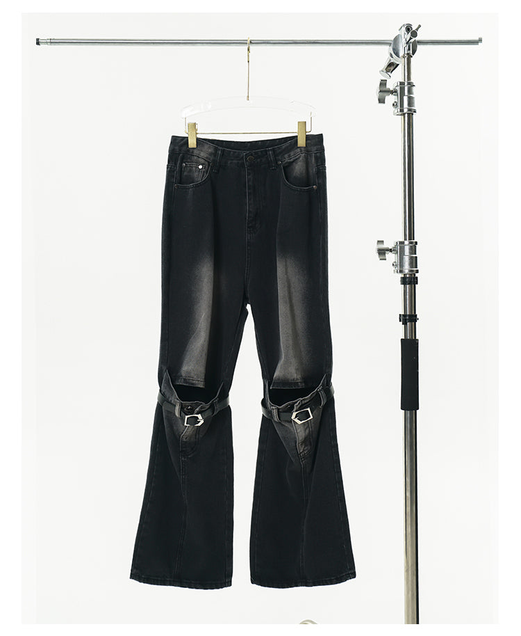 GCINIM Faded Buckle-Knee Jeans