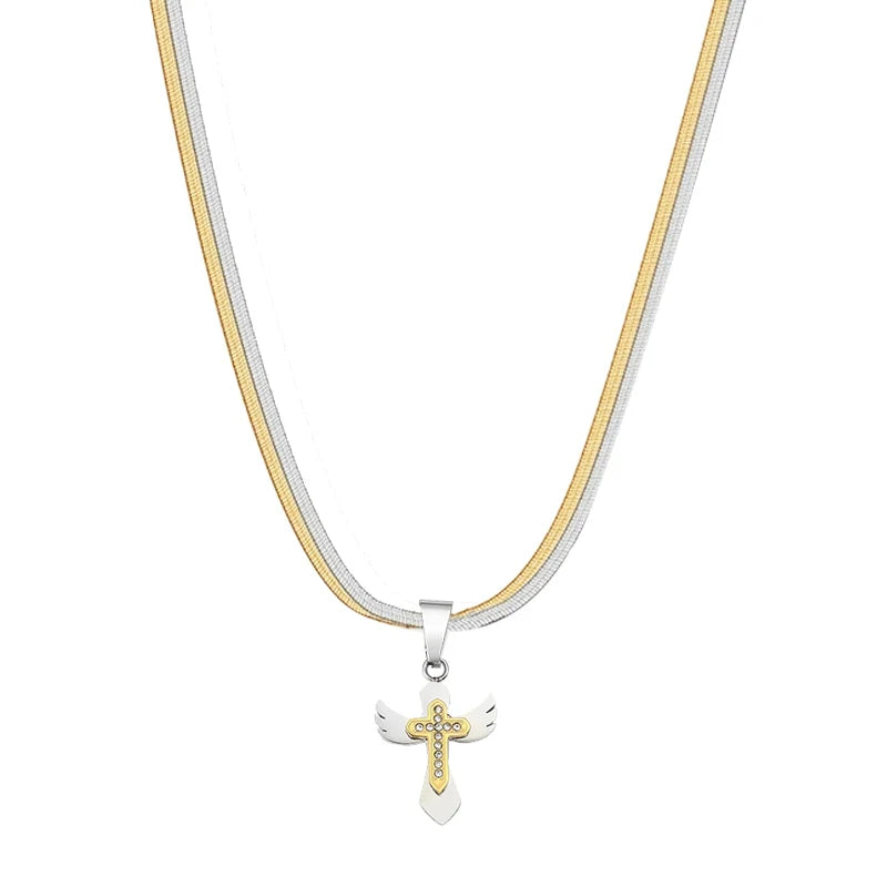 HEIMA Two-Tone Cross Necklace