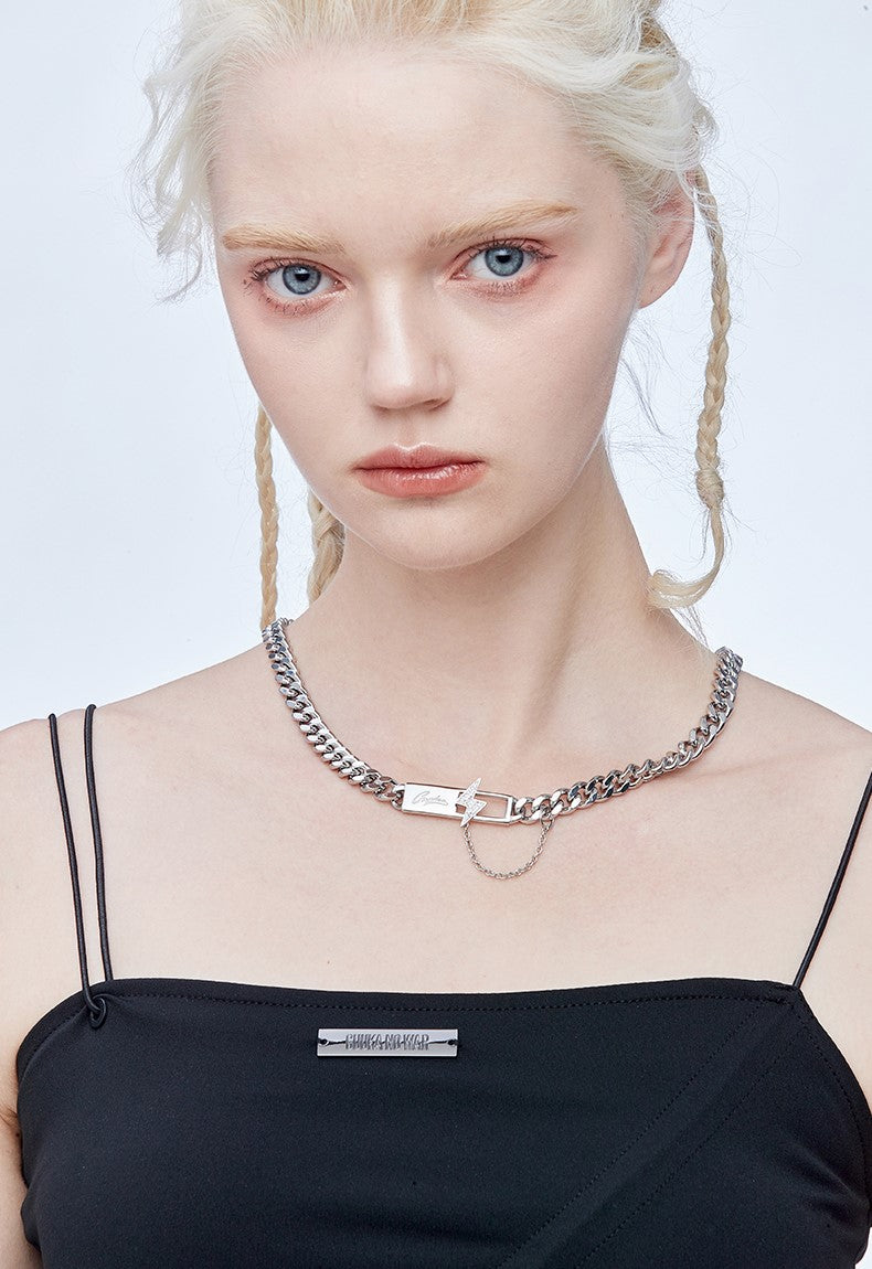 GUUKA "Lightning Bar" Double Chain Necklace