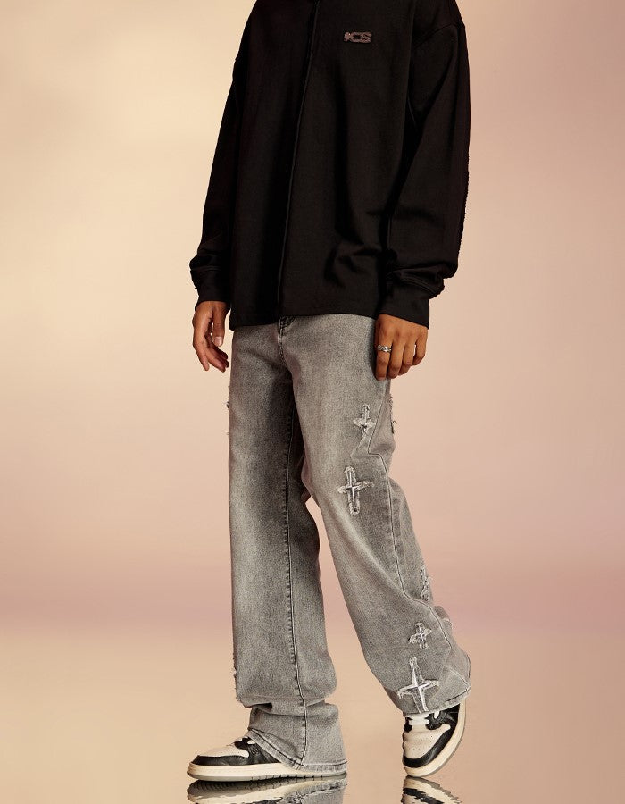 ICONSLAB Textured Spike Denim Jeans