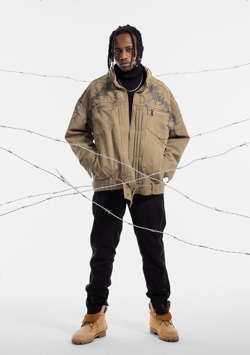 JHYQ Embossed Thorn Heavyweight Jacket