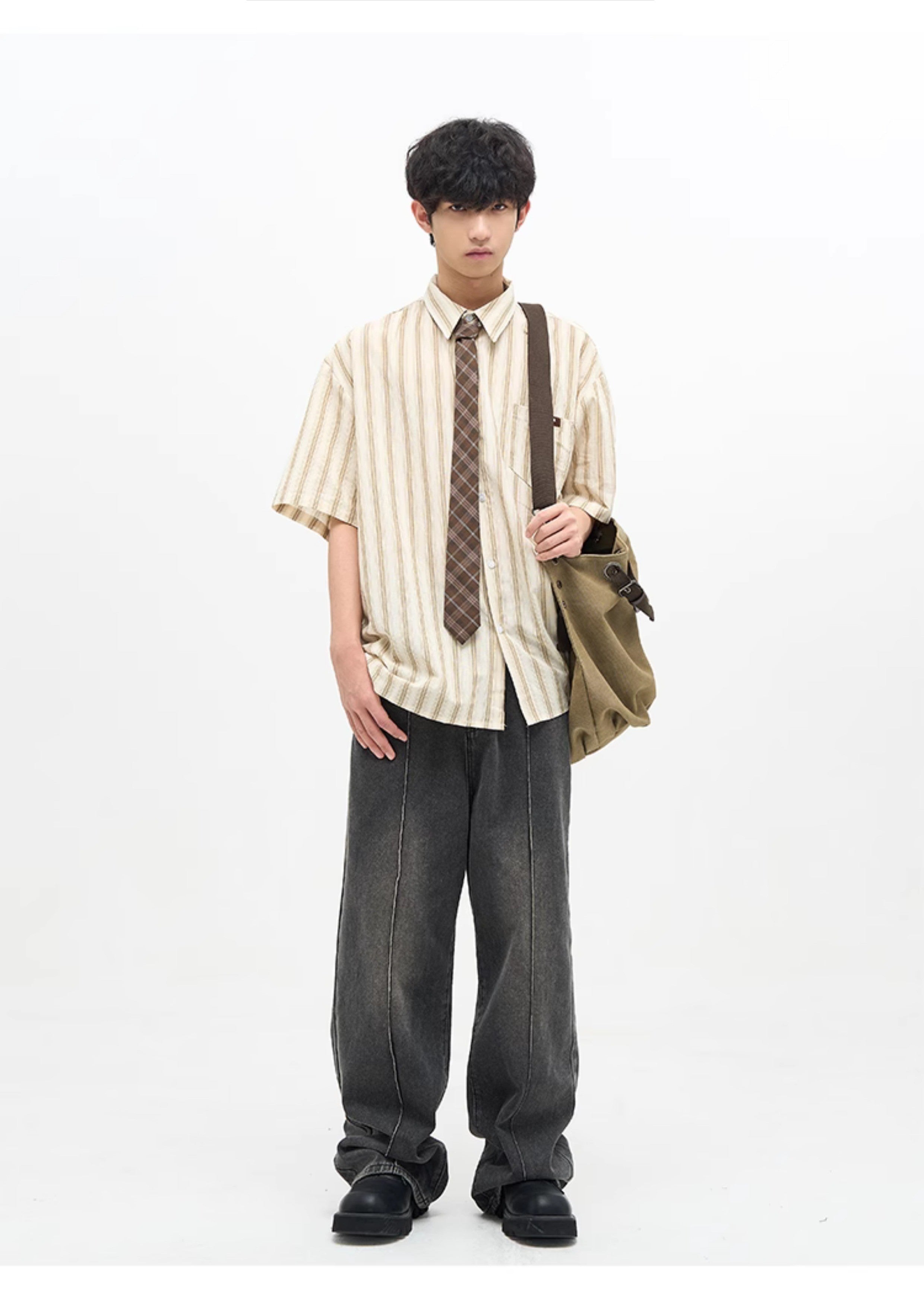 77F7GHT Striped Collar Shirt