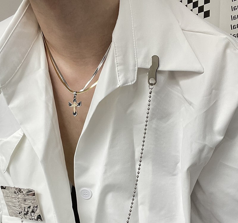 HEIMA Two-Tone Cross Necklace