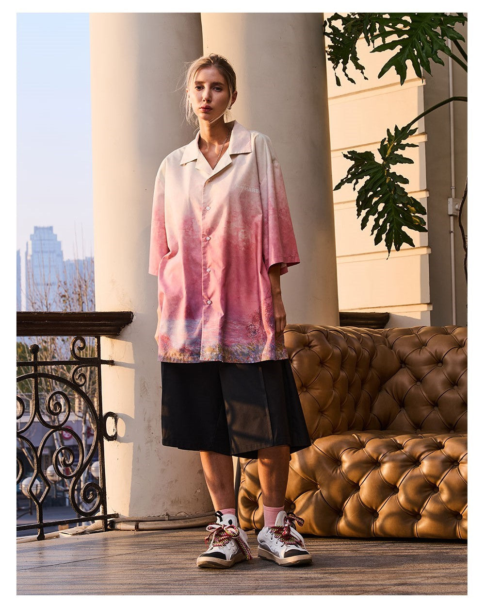 HARSH and CRUEL Painted Sunset Button-Up