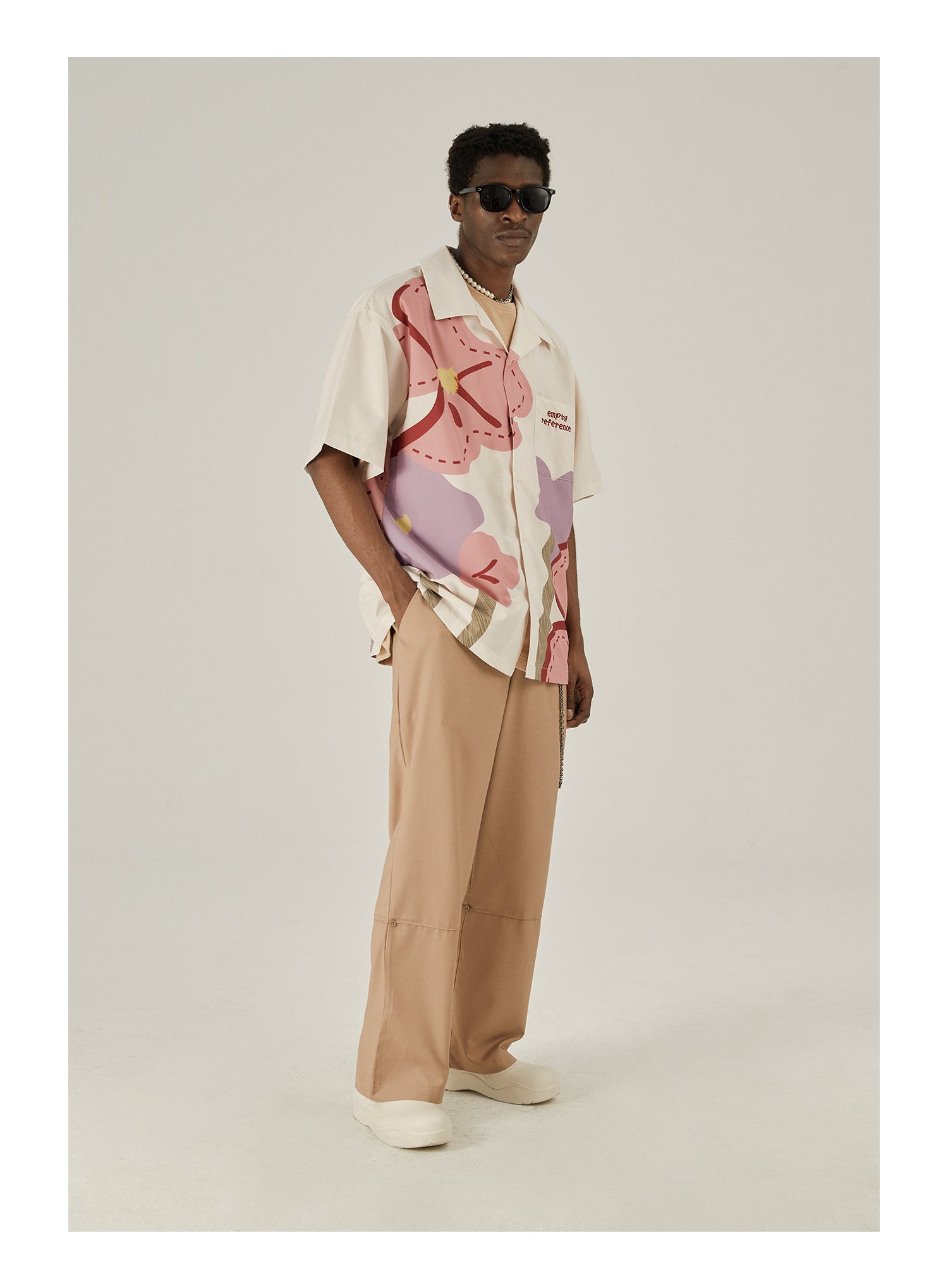 EMPTY REFERENCE Loose Floral Print Button-Up Shirt