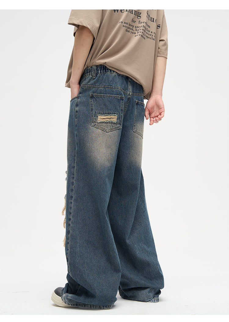 WLNEXT Patched Distressed Jeans