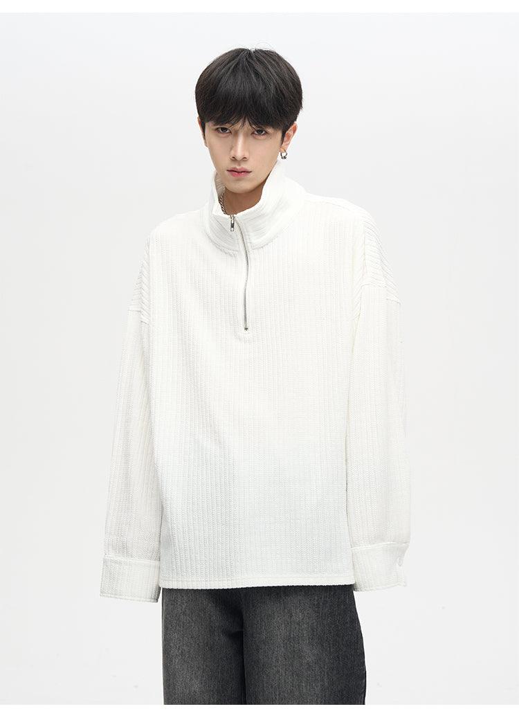 77F7GHT Quarter Zip Ribbed Fleece Jacket