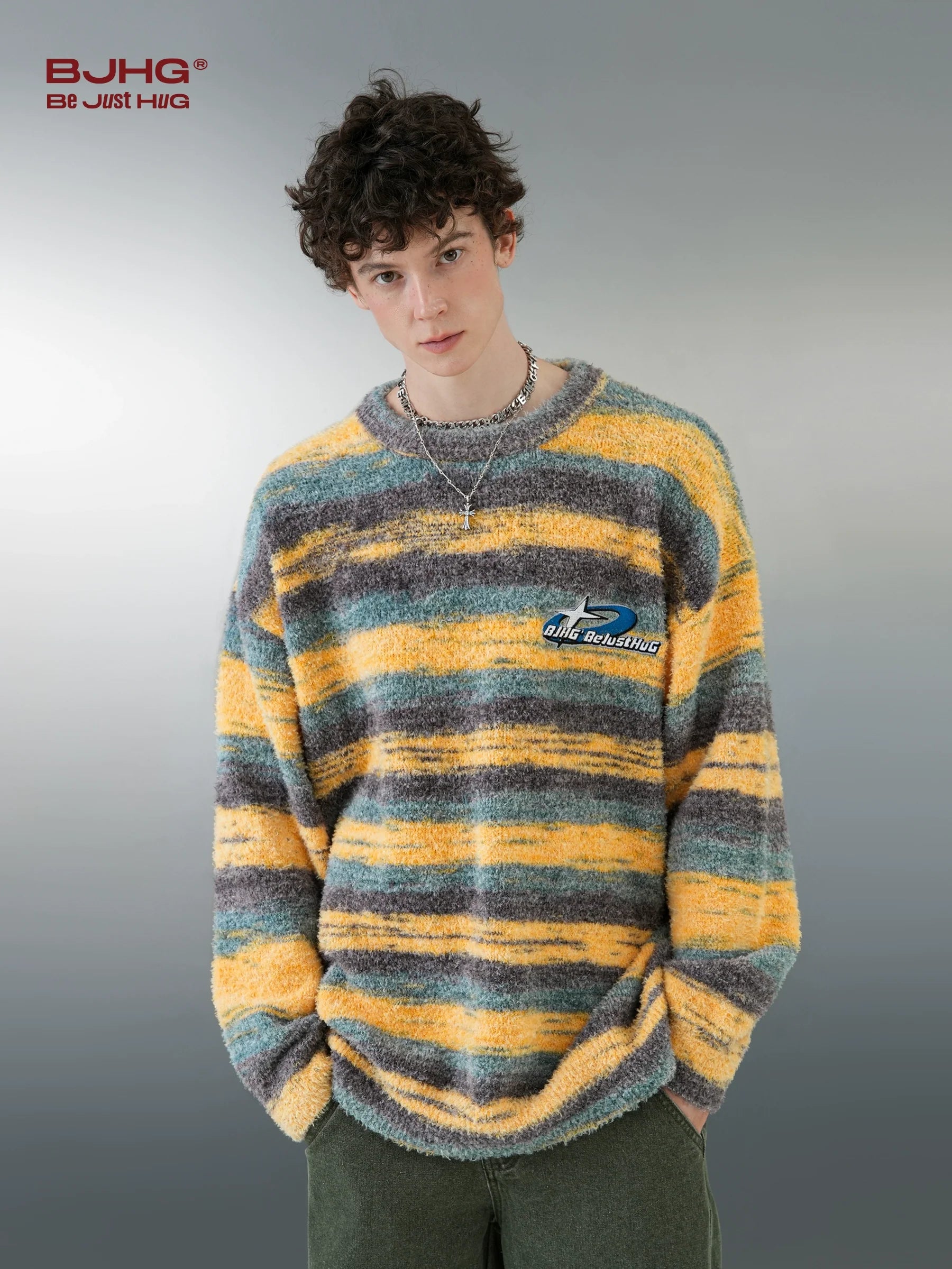 BJHG Contrast Painted Stripe Sweater