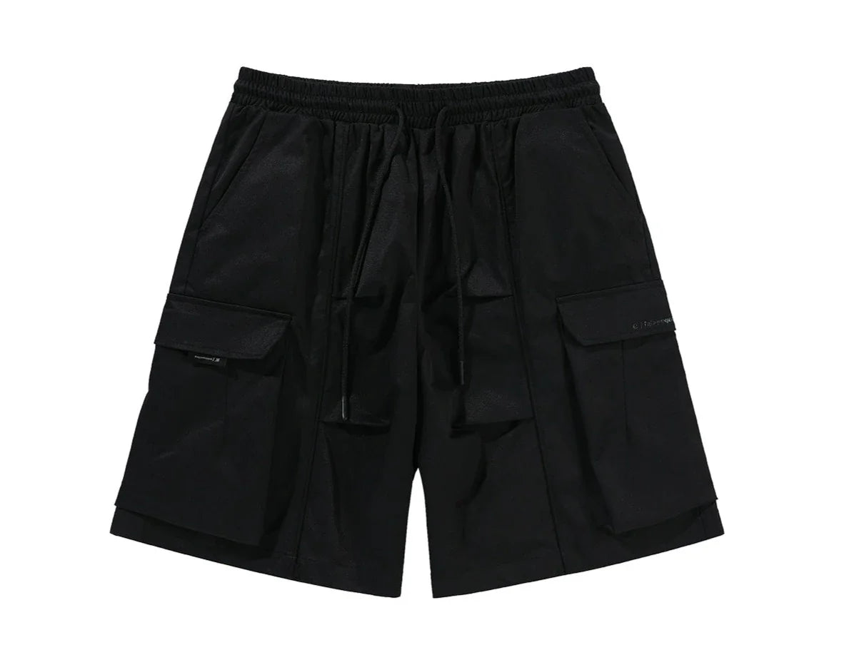 BJHG Pleated Drawstring Cargo Shorts