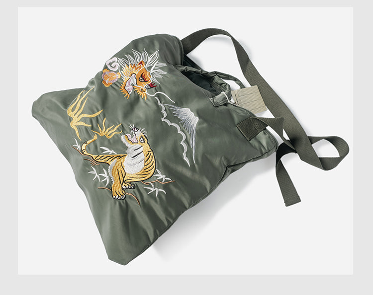 Vintage Style "Yokosuka" Embroidered Nylon Bag