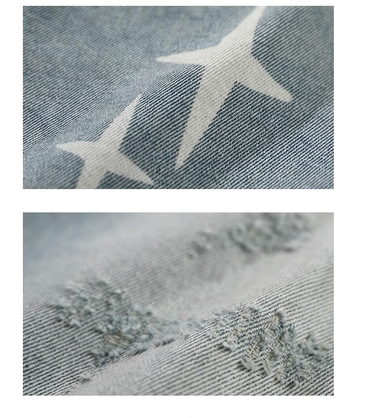 BJHG Star Spike Washed Denim Jeans