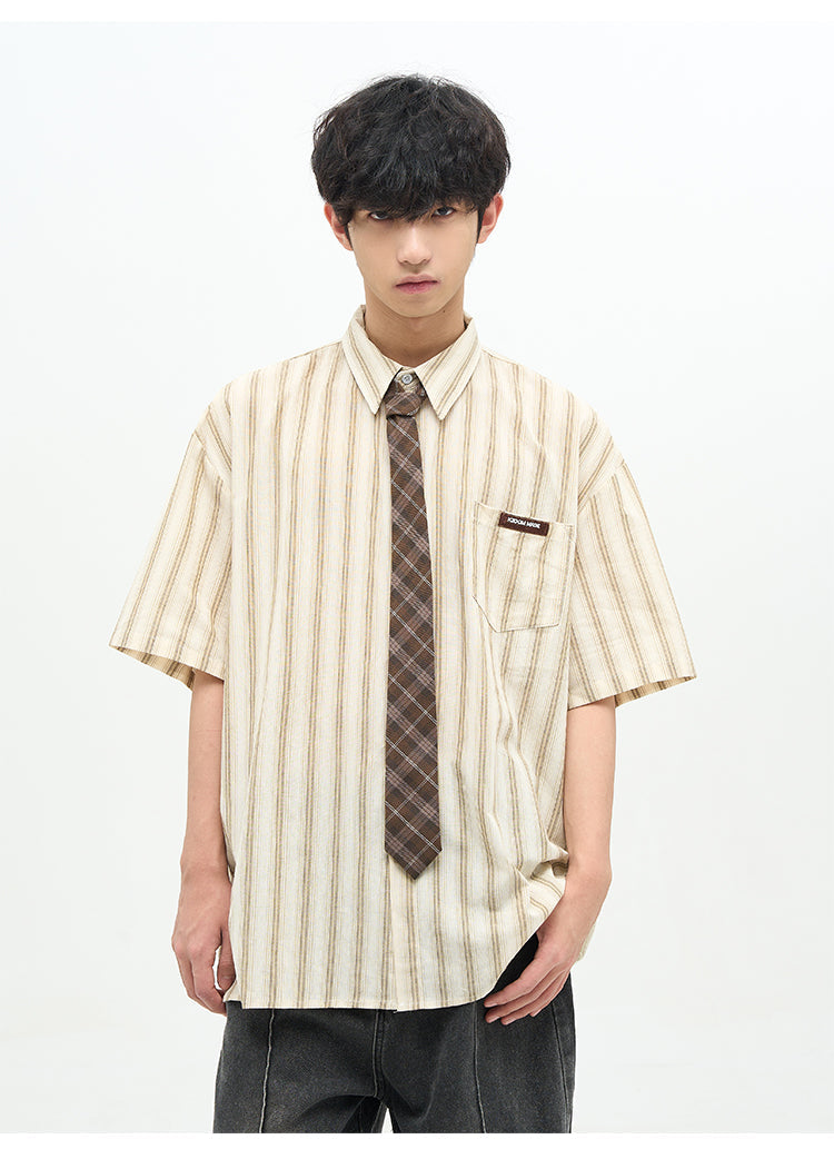 77F7GHT Striped Collar Shirt