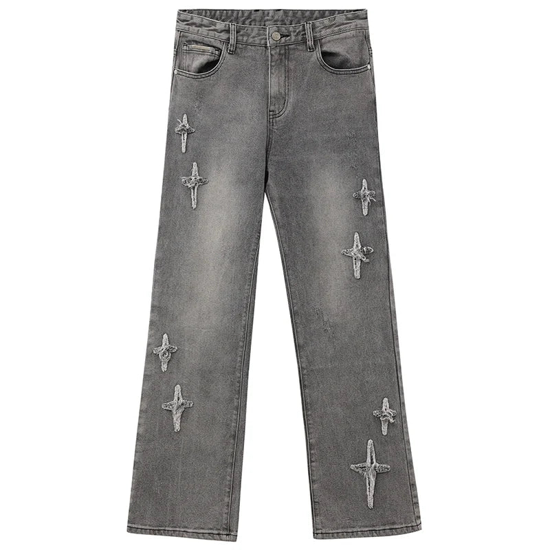 ICONSLAB Textured Spike Denim Jeans