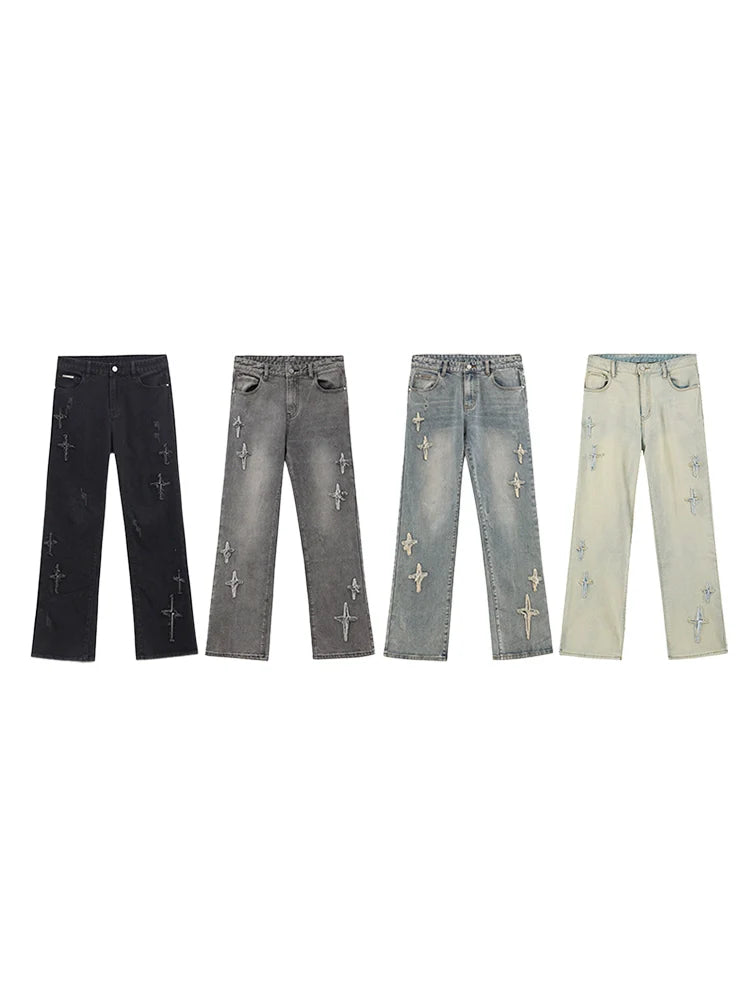 ICONSLAB Textured Spike Denim Jeans