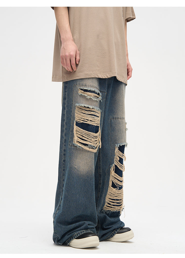 WLNEXT Patched Distressed Jeans