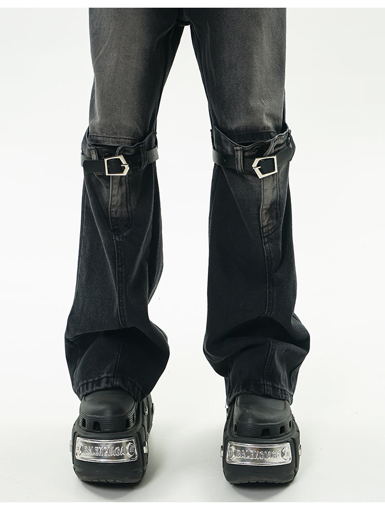 GCINIM Faded Buckle-Knee Jeans