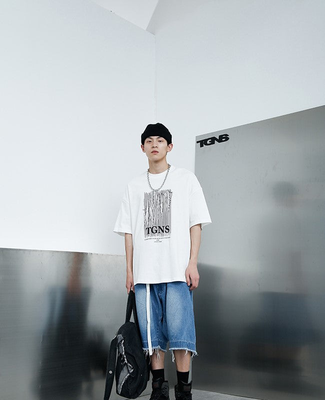 TGNS Washed Denim Distressed Messenger Bag