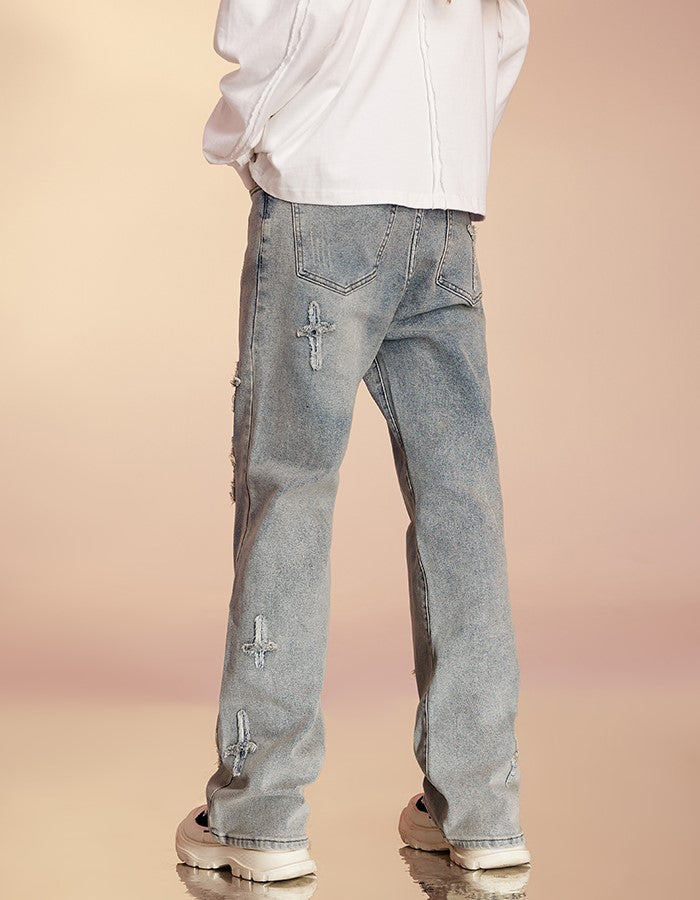 ICONSLAB Textured Spike Denim Jeans