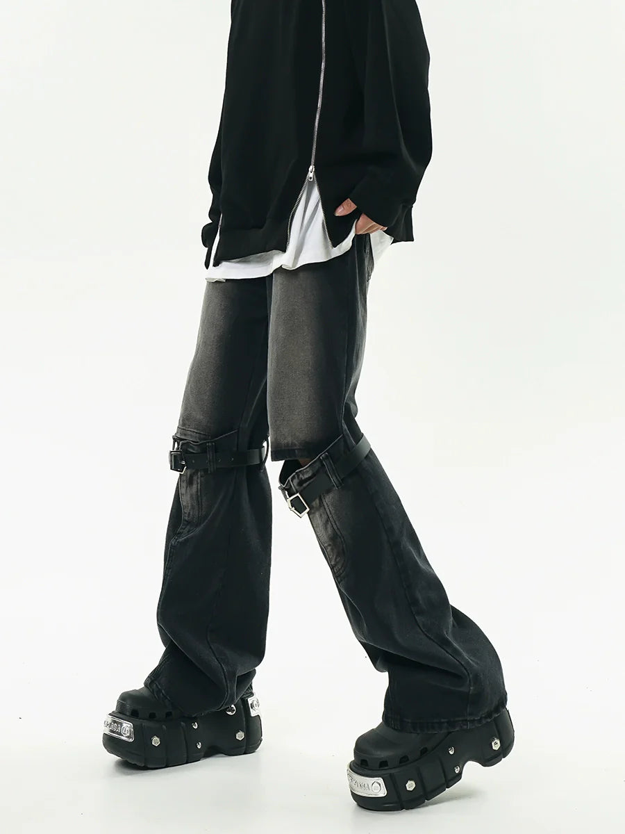 GCINIM Faded Buckle-Knee Jeans