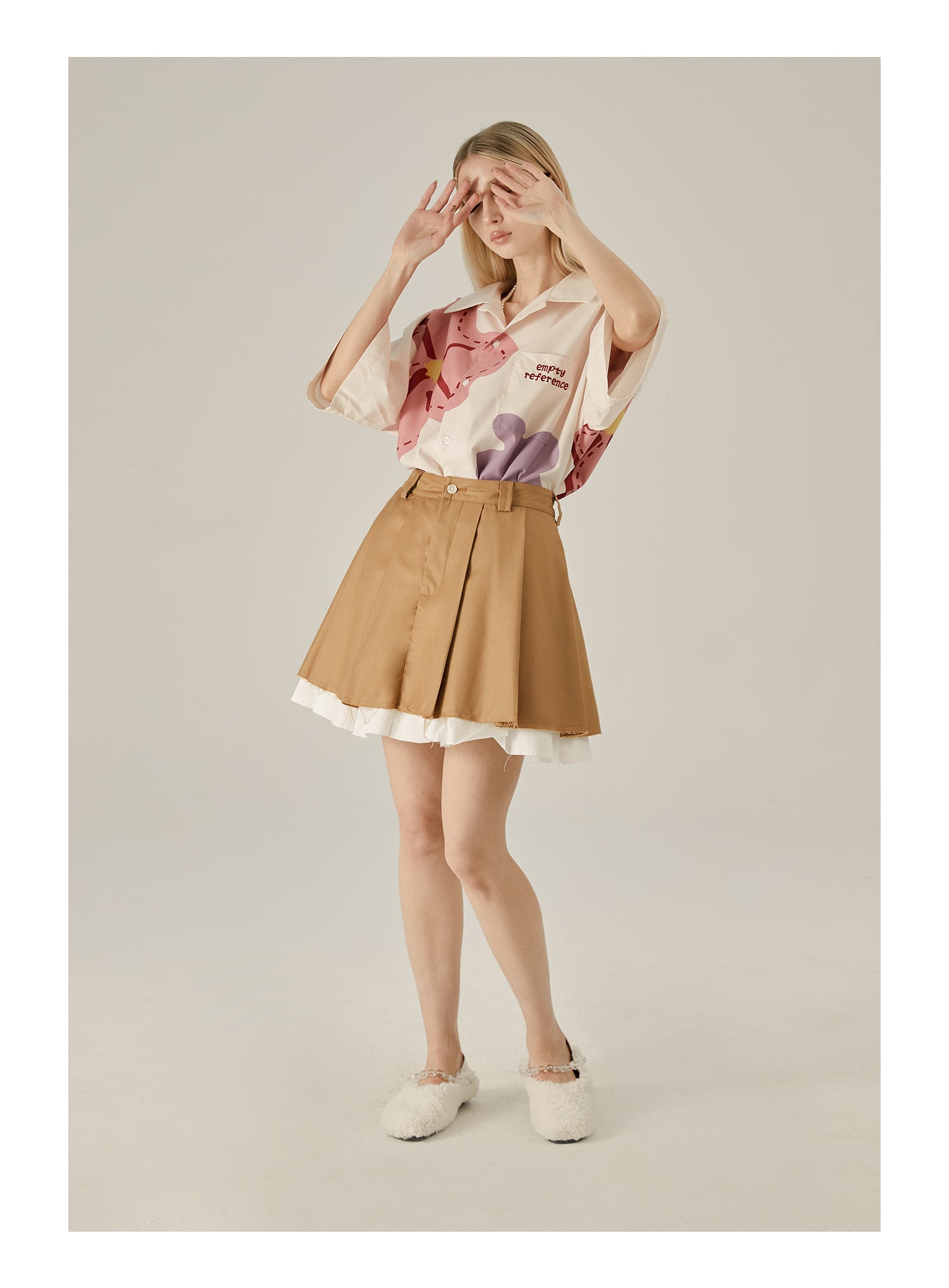 EMPTY REFERENCE Loose Floral Print Button-Up Shirt