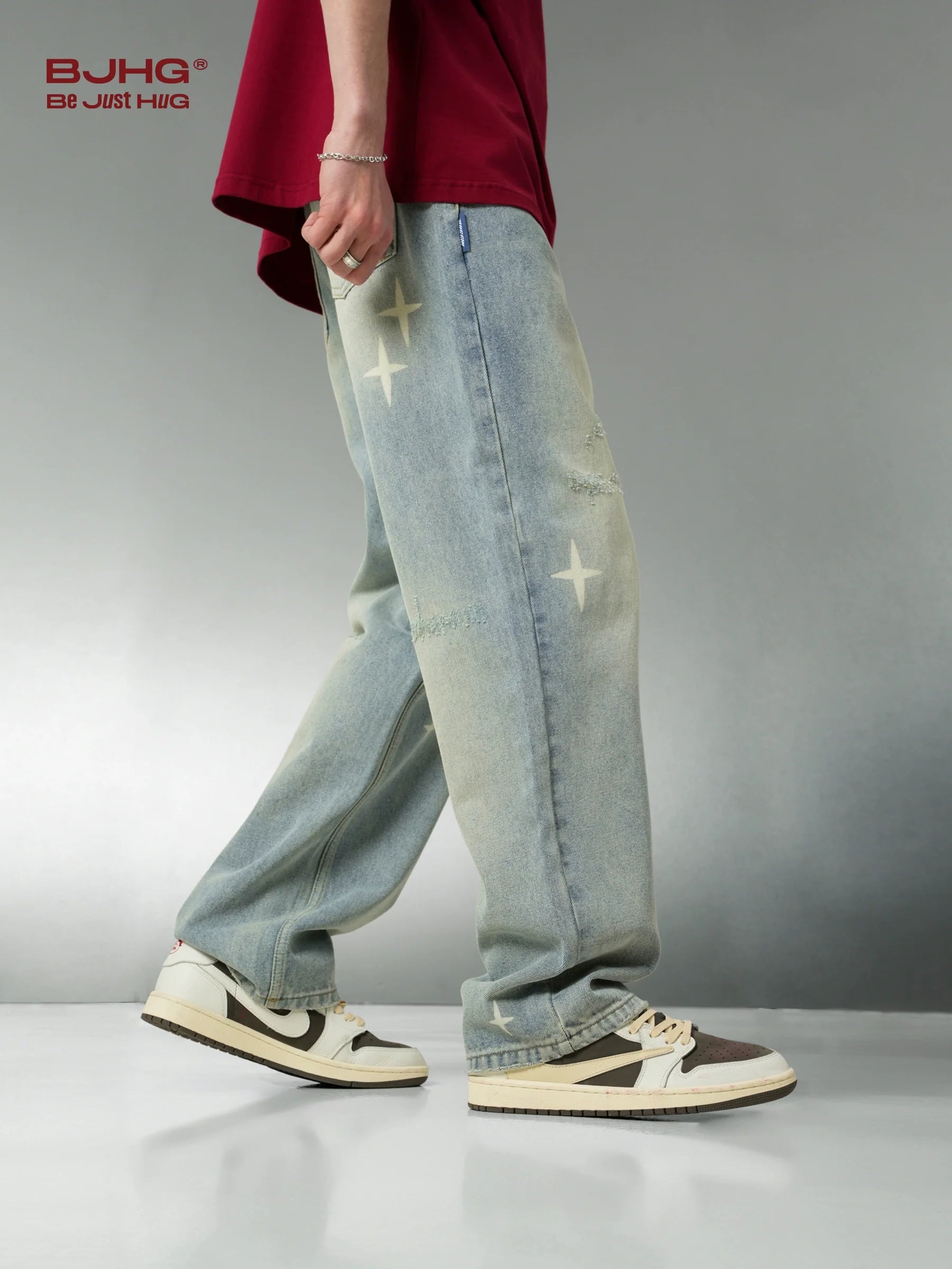 BJHG Star Spike Washed Denim Jeans