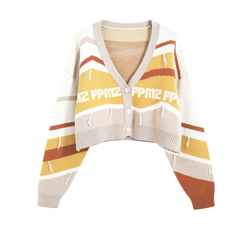 FPMZ Retro-Colored Contrast Striped Cardigan
