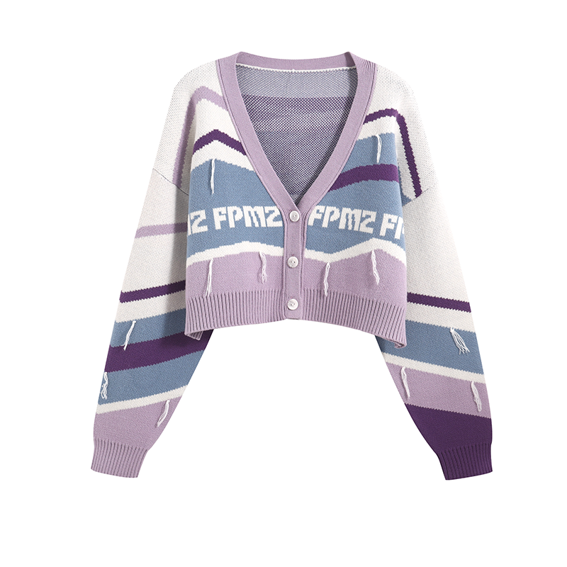 FPMZ Retro-Colored Contrast Striped Cardigan