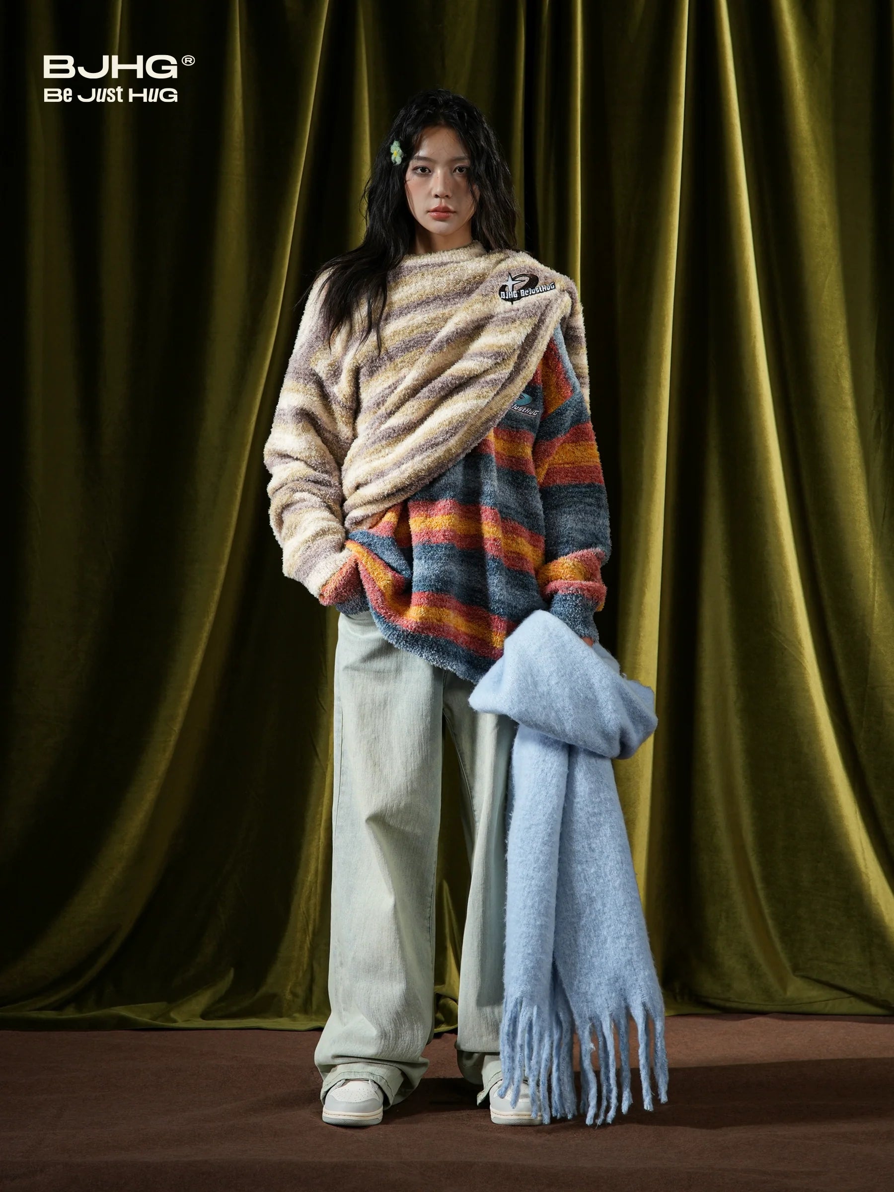 BJHG Contrast Painted Stripe Sweater