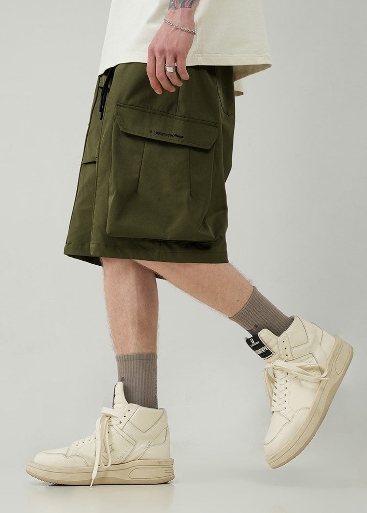BJHG Pleated Drawstring Cargo Shorts
