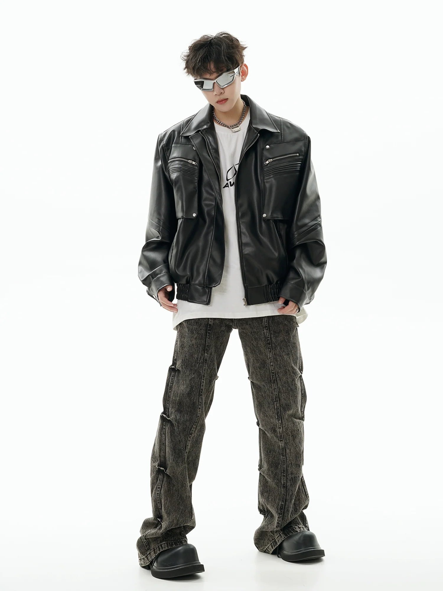 GCINIM Acid Wash Paneled Jeans