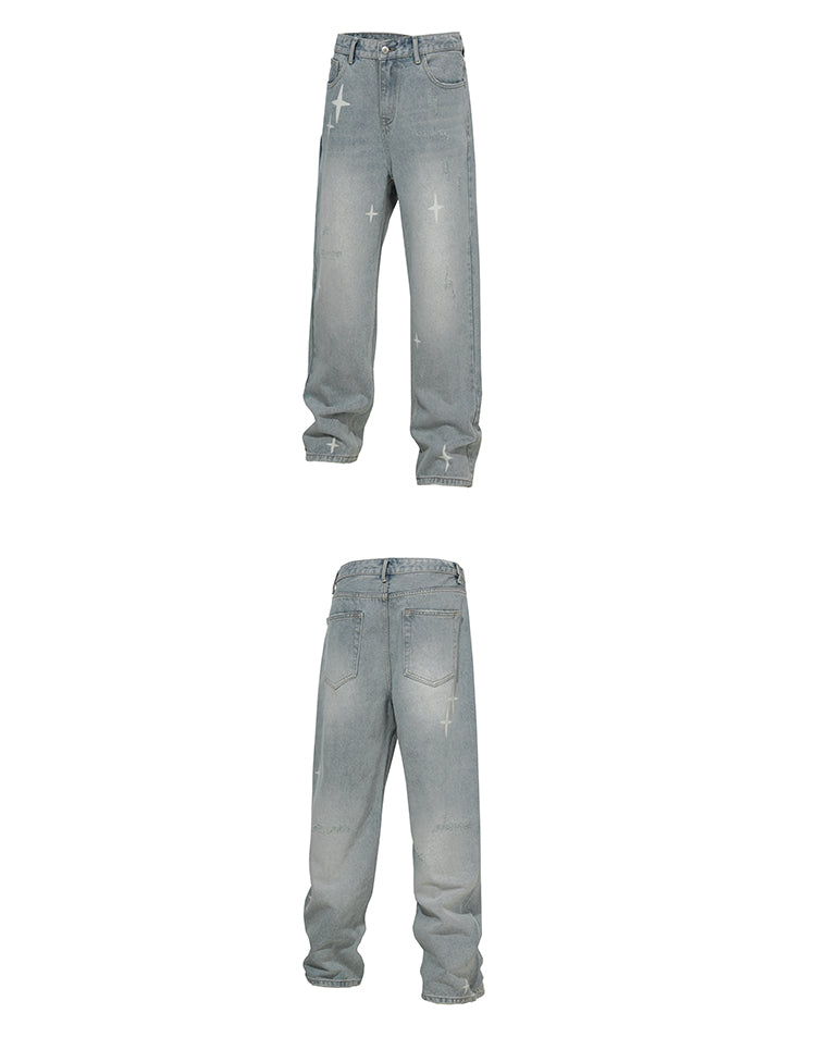 BJHG Star Spike Washed Denim Jeans