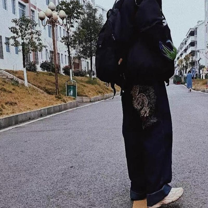 Dragon Embroidered Denim Jeans