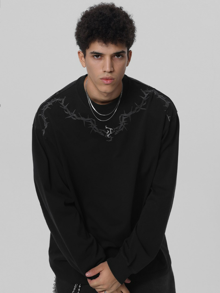 JHYQ Washed Torn Collar Long Sleeve