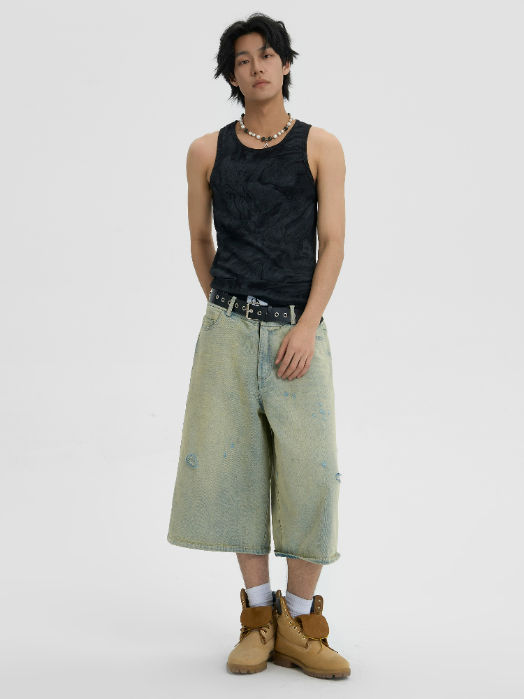 JHYQ Capri Cut Light Wash Denim Shorts