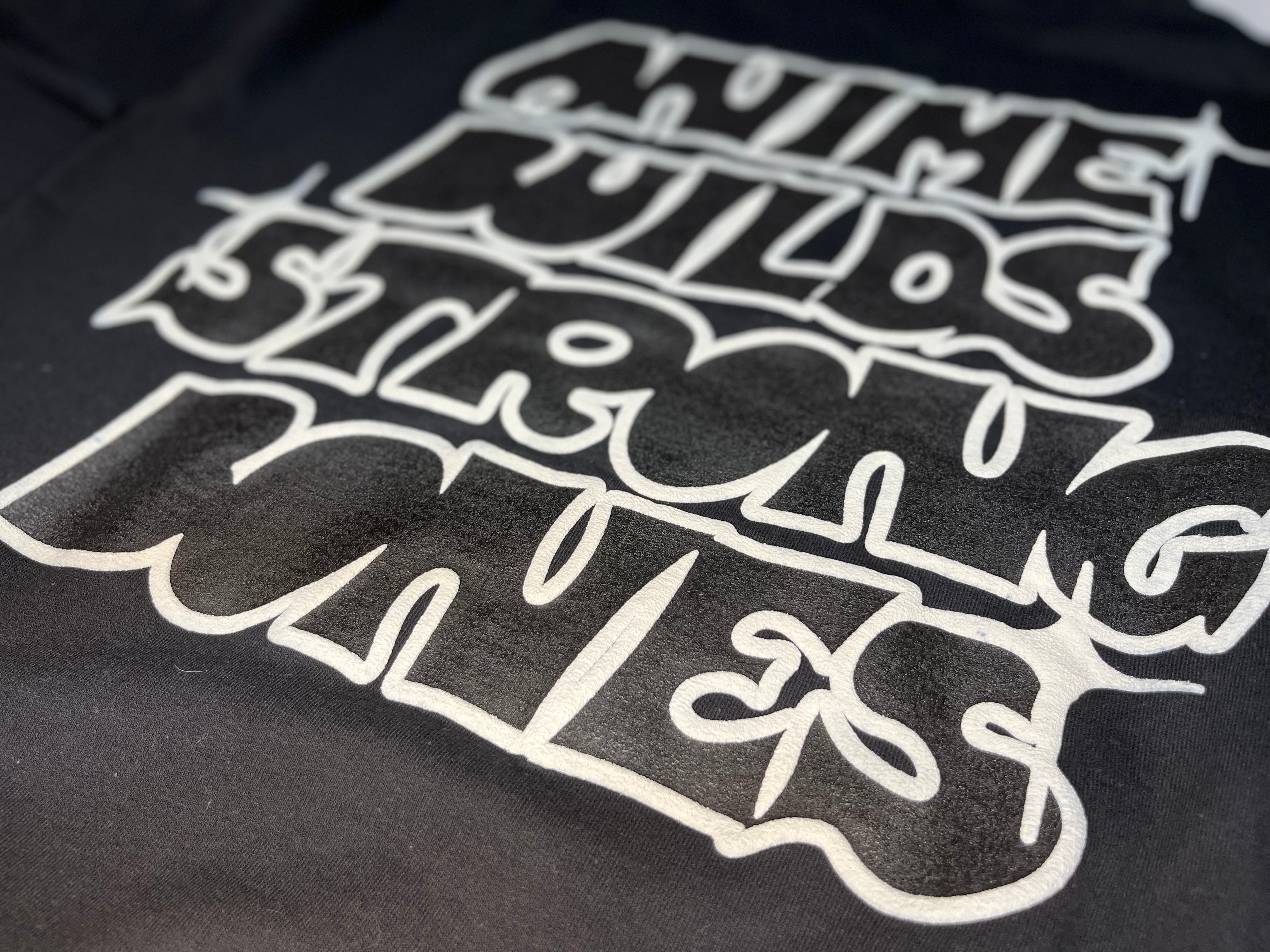 Anime Builds Strong Bones Puff Print Hoodie (Black)
